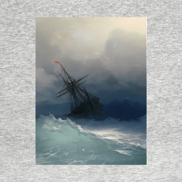 Ivan Ayvazovsky - Ship On Stormy Seas by jandesky